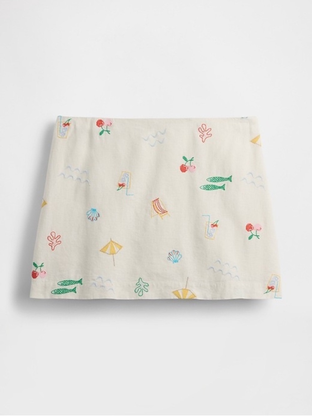 NWT Gap Embroidered Linen Blend Mini Skort Size Small Tall